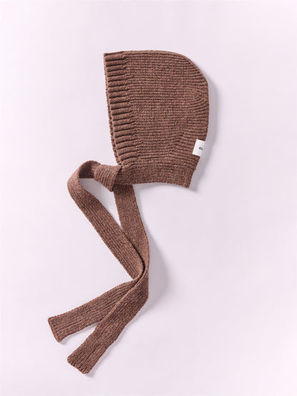 Wool Tied Hood - Brown