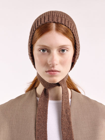 Wool Tied Hood - Brown