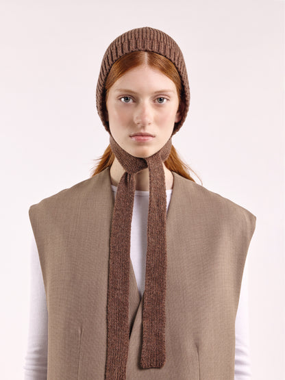 Wool Tied Hood - Brown