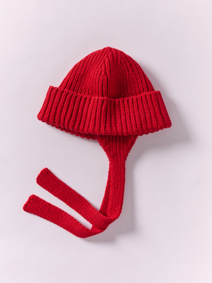 Wool Ear Flap Hat - Red