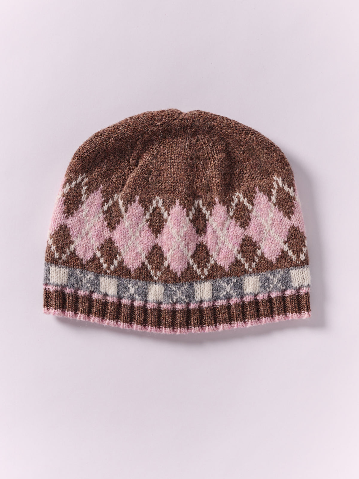 Wool Argyle Cap - Brown/Multi