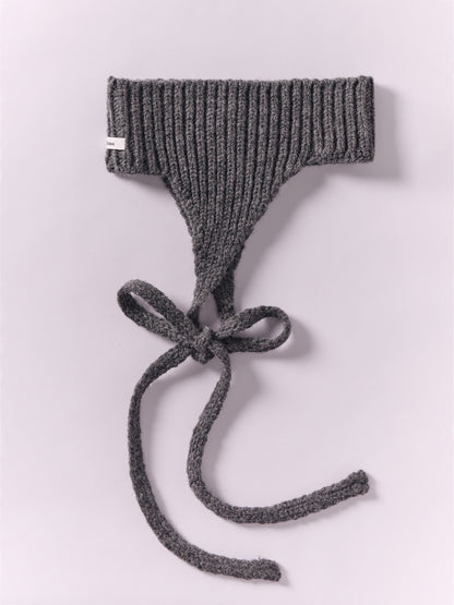 Wool Ear Flap Head Band - Dark Grey