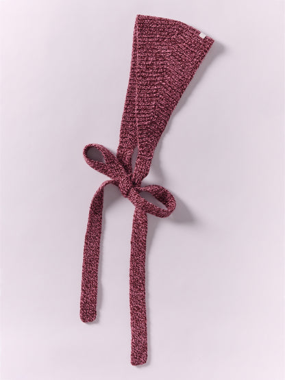 Soft Wool Tied Head Band - Burgundy/Pink Marl