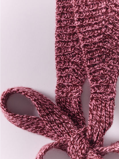 Soft Wool Tied Head Band - Burgundy/Pink Marl
