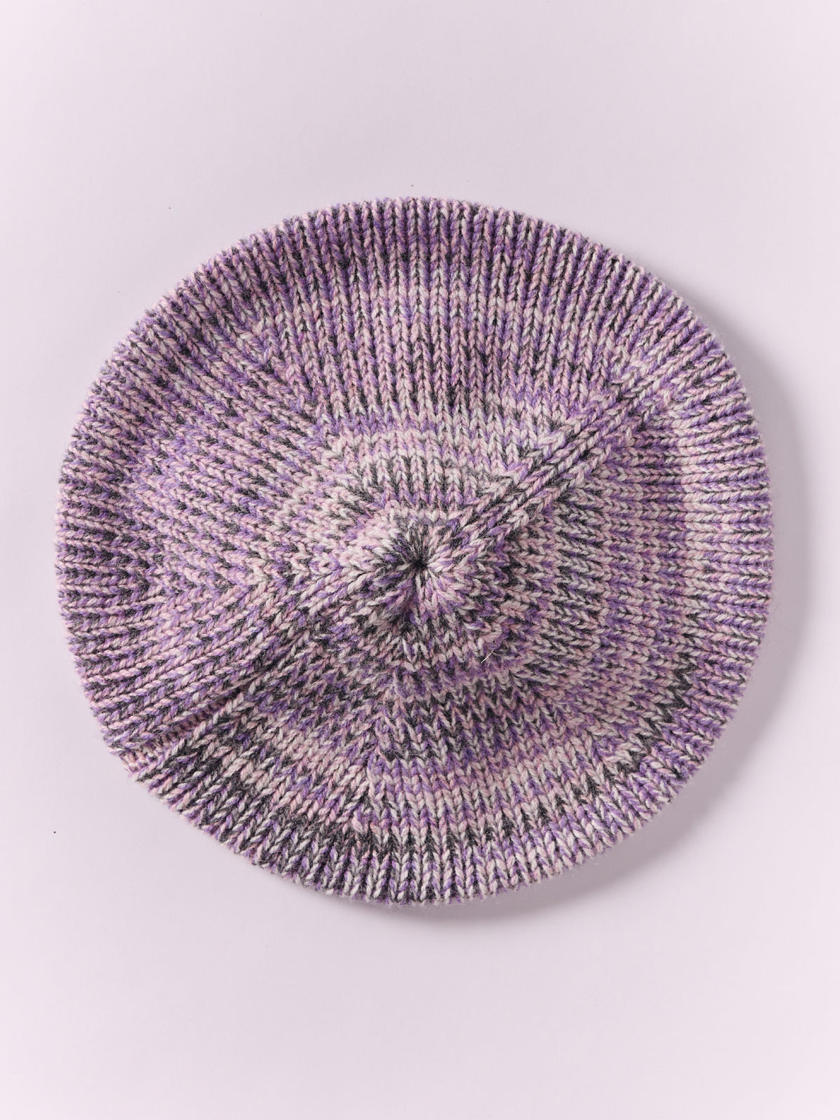 Wool Marl Chunky Beret - Grey/Purple Marl