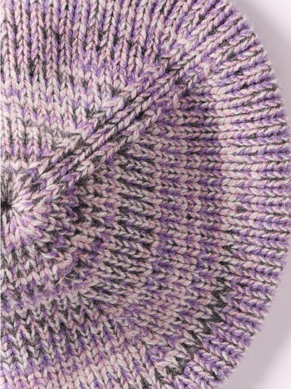 Wool Marl Chunky Beret - Grey/Purple Marl