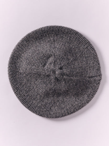 Wool Chunky Beret - Dark Grey