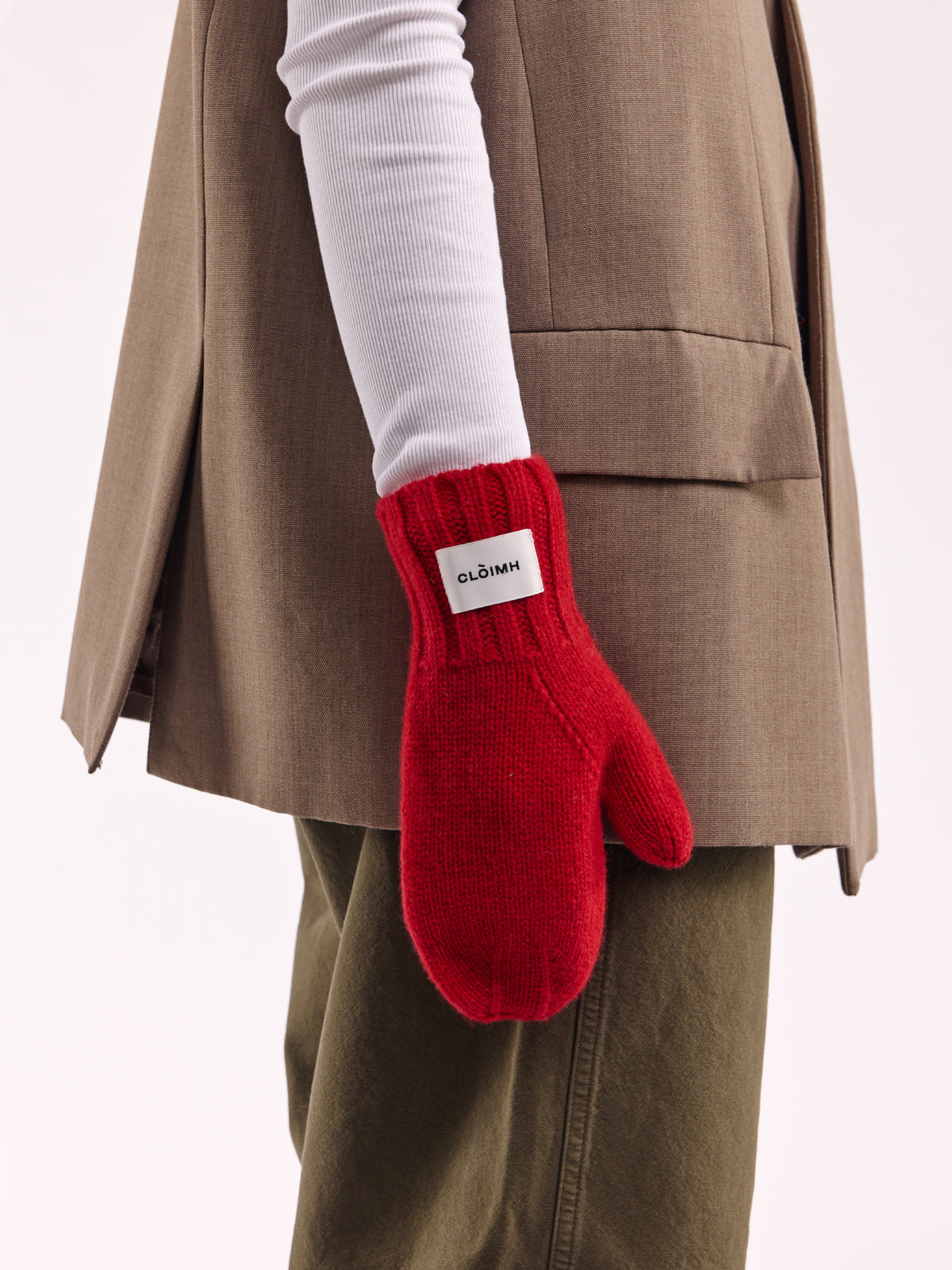 Oversized Wool Mittens - Red