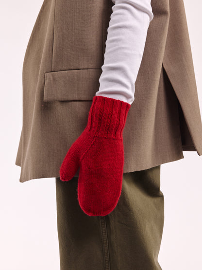 Oversized Wool Mittens - Red