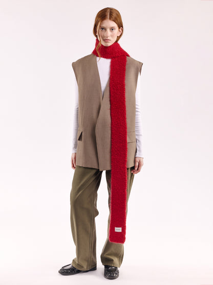 Brushed Mohair-Wool Mini Scarf - Red