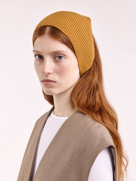 Ribbed Soft Wool Bandana - Chai