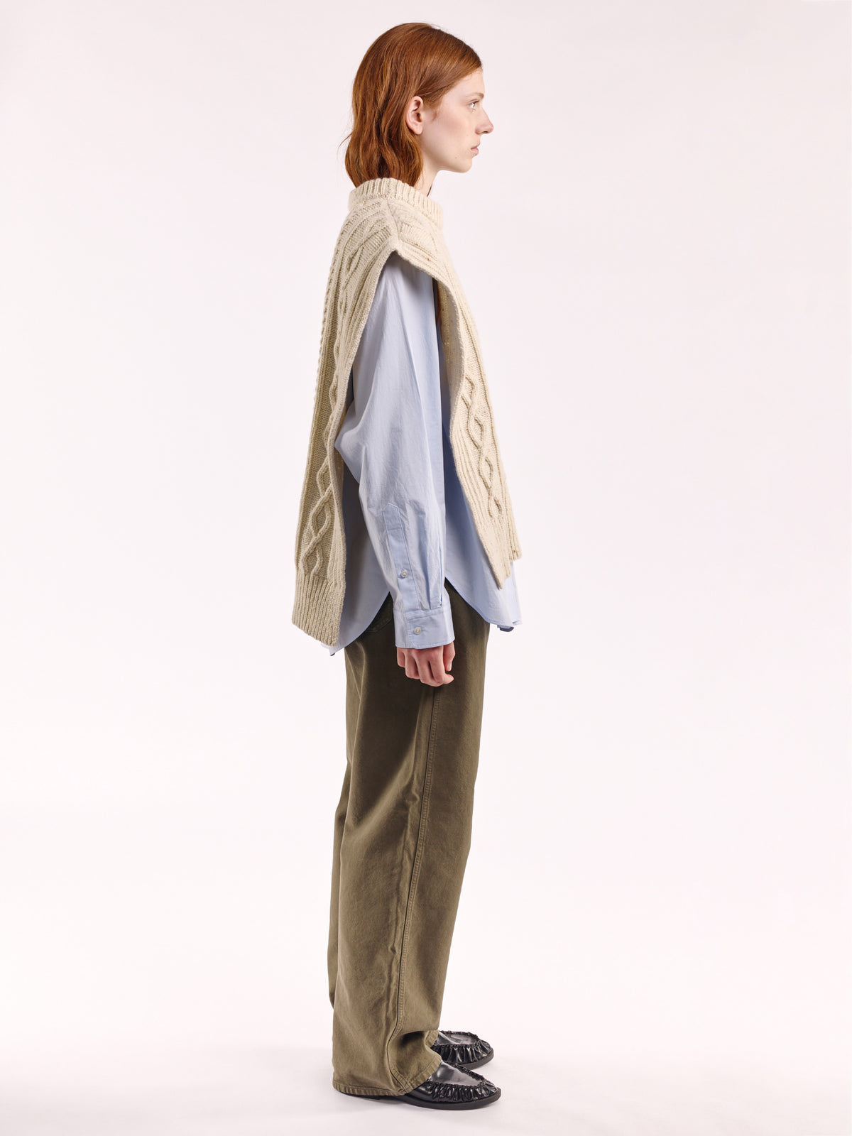 Aran Knit Wool Vest - Natural / One Size