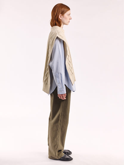 Aran Knit Wool Vest - Natural / One Size
