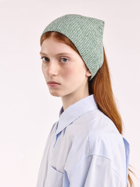 Ribbed Soft Wool Bandana - Green Marl