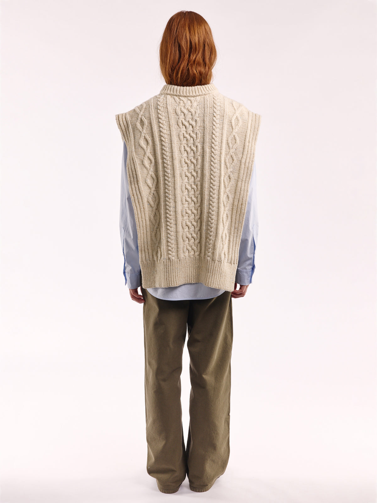 Aran Knit Wool Vest - Natural / One Size
