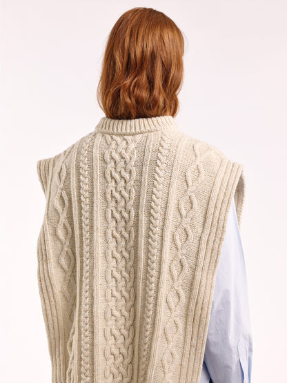 Aran Knit Wool Vest - Natural / One Size