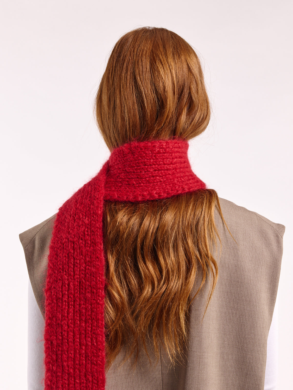 Brushed Mohair-Wool Mini Scarf - Red