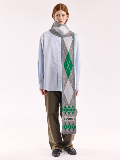 Soft Wool Argyle Scarf - Flannel Grey/Multi