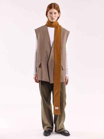 Striped Soft Wool Mini Scarf - Chai/Vintage Vicuna