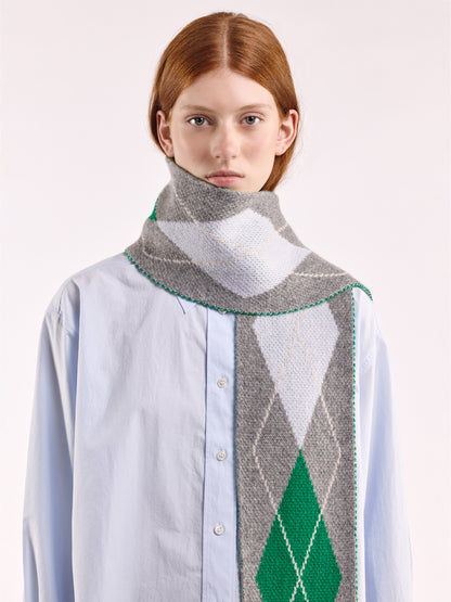 Soft Wool Argyle Scarf - Flannel Grey/Multi