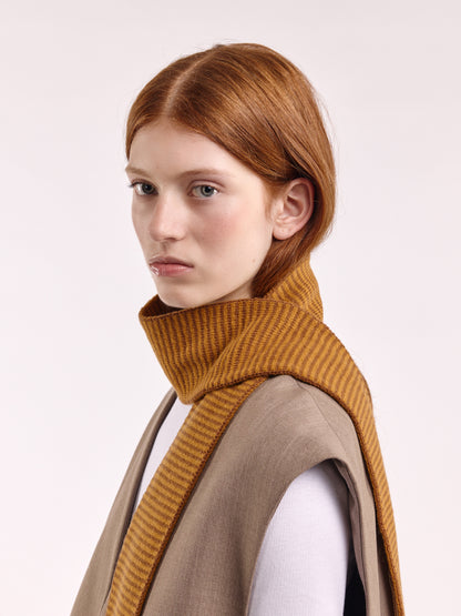 Striped Soft Wool Mini Scarf - Chai/Vintage Vicuna