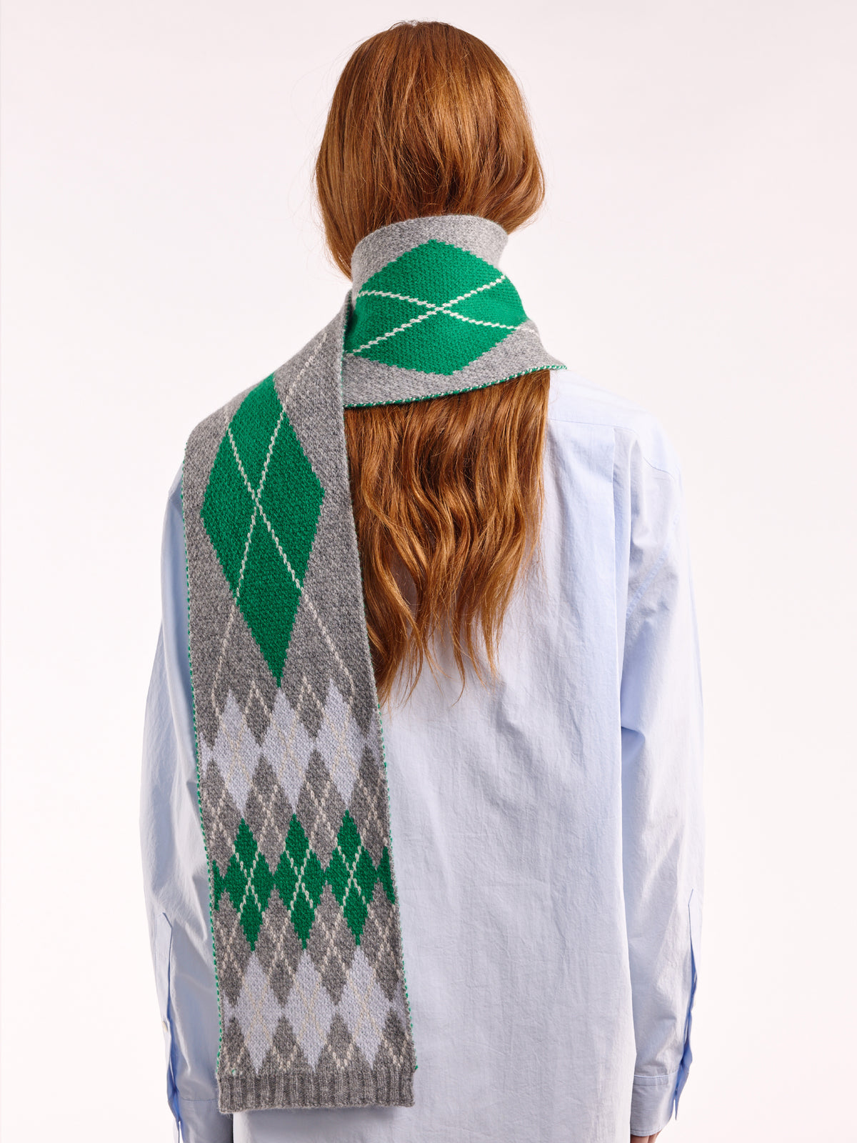 Soft Wool Argyle Scarf - Flannel Grey/Multi