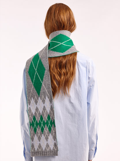 Soft Wool Argyle Scarf - Flannel Grey/Multi