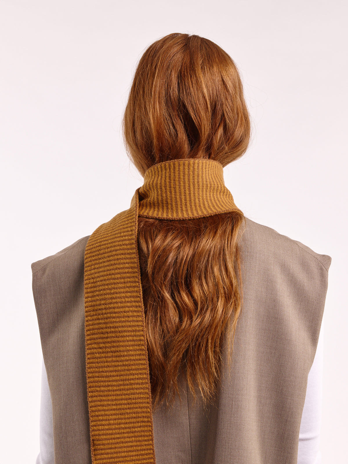 Striped Soft Wool Mini Scarf - Chai/Vintage Vicuna