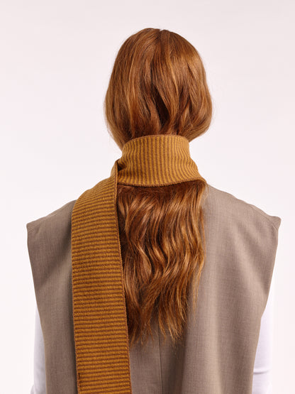 Striped Soft Wool Mini Scarf - Chai/Vintage Vicuna