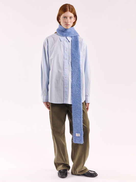 Brushed Mohair-Wool Mini Scarf - Light Blue