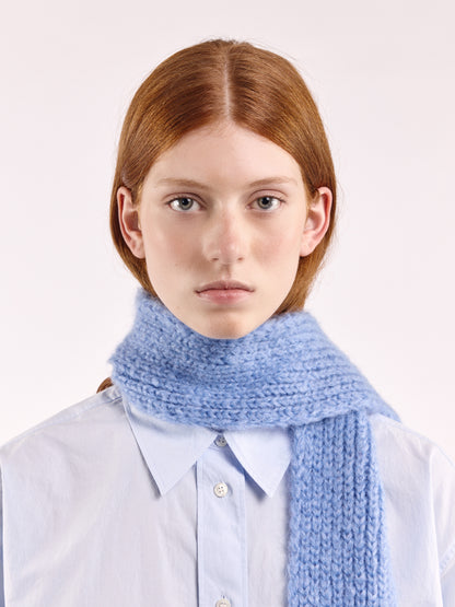Brushed Mohair-Wool Mini Scarf - Light Blue