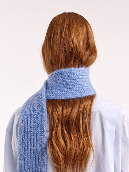 Brushed Mohair-Wool Mini Scarf - Light Blue