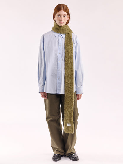 Brushed Mohair-Wool Mini Scarf - Olive