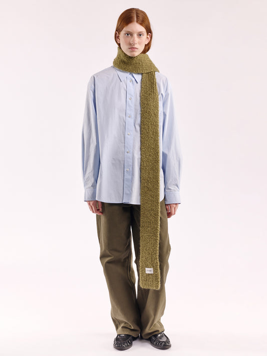 Brushed Mohair-Wool Mini Scarf - Olive