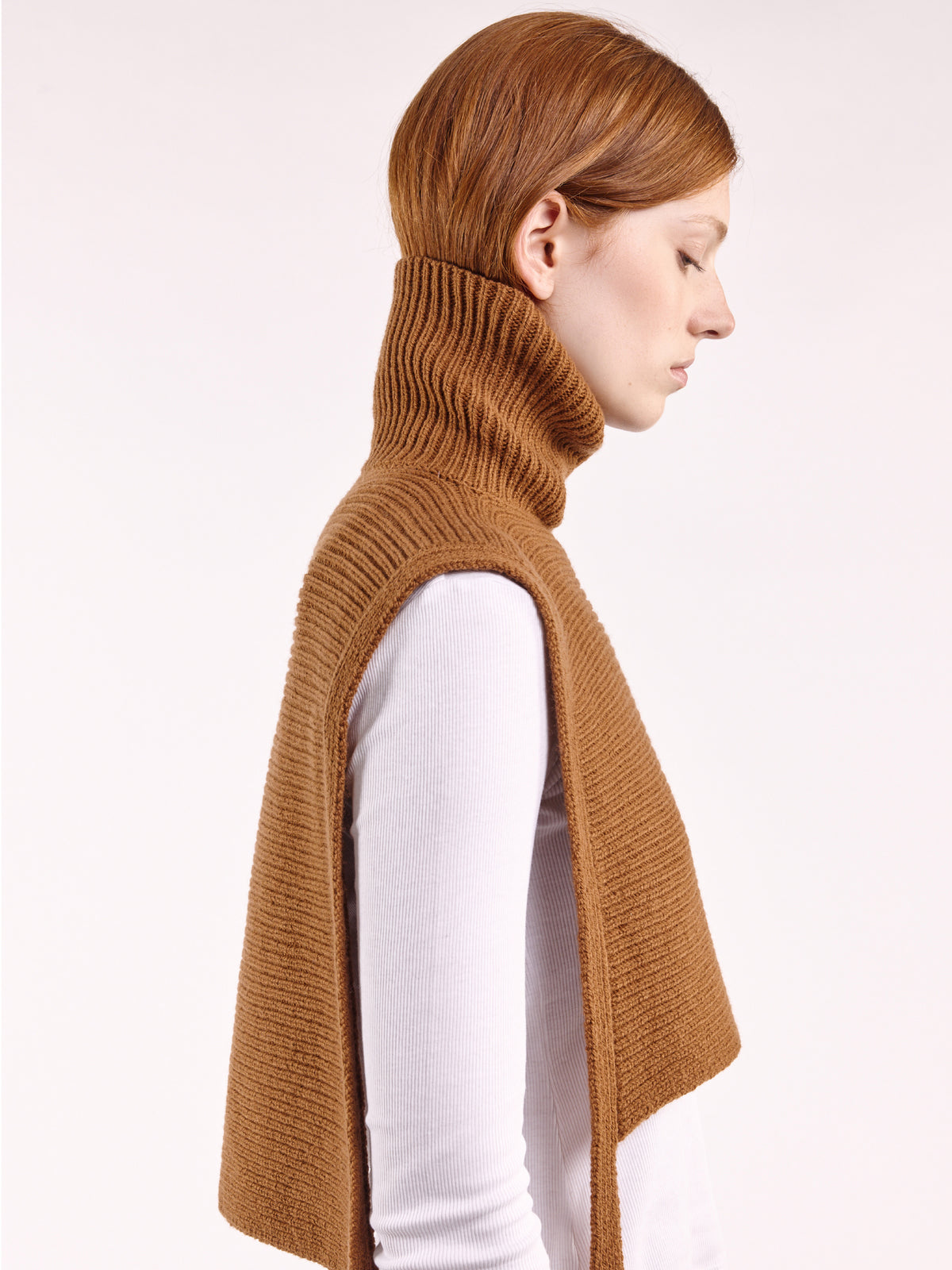 Soft Wool Tied High Neck Bib - Vintage Vicuna