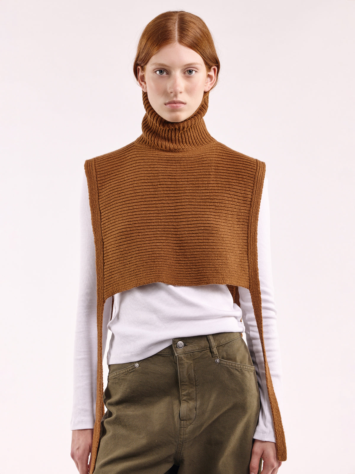 Soft Wool Tied High Neck Bib - Vintage Vicuna