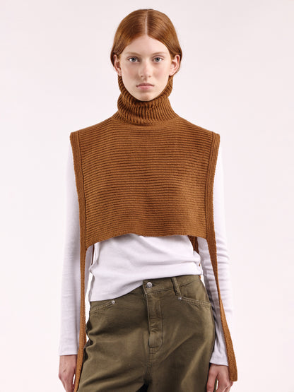 Soft Wool Tied High Neck Bib - Vintage Vicuna