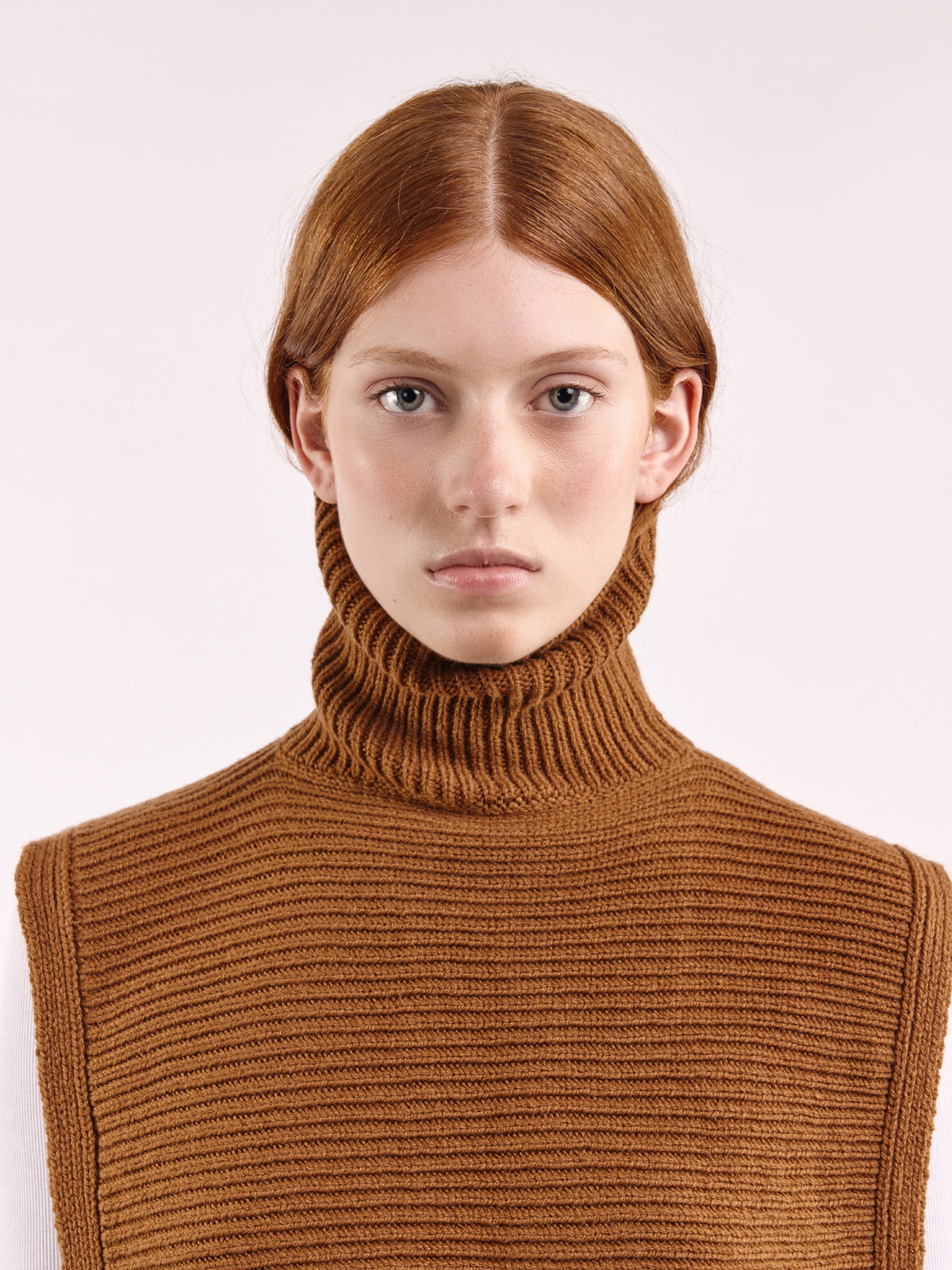 Soft Wool Tied High Neck Bib - Vintage Vicuna