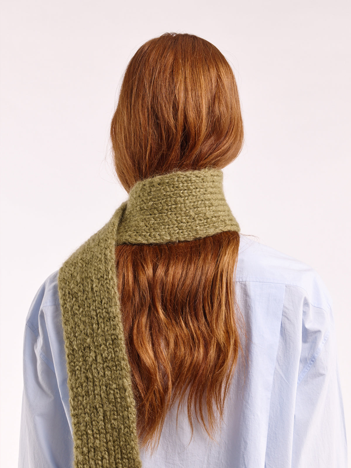 Brushed Mohair-Wool Mini Scarf - Olive