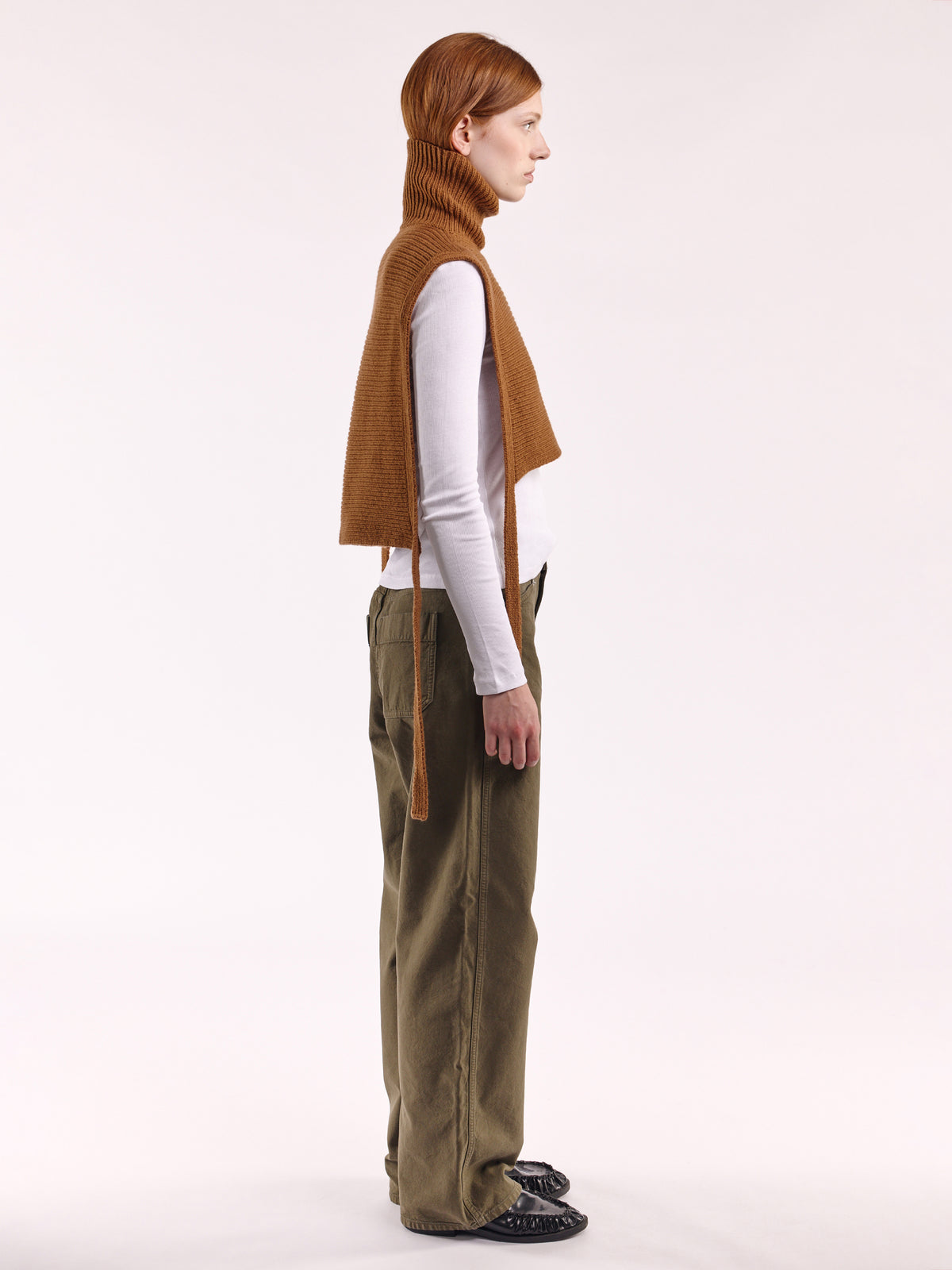 Soft Wool Tied High Neck Bib - Vintage Vicuna