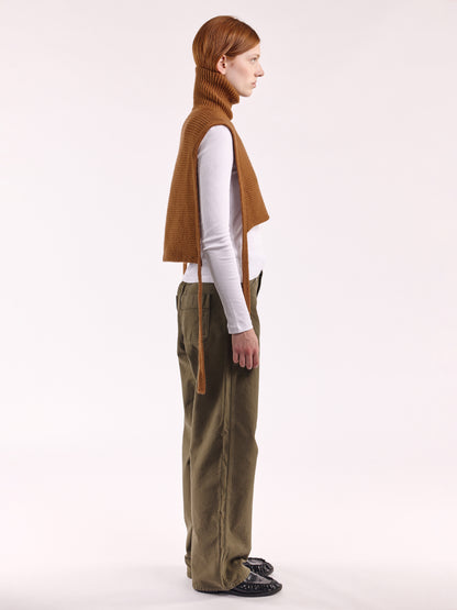 Soft Wool Tied High Neck Bib - Vintage Vicuna