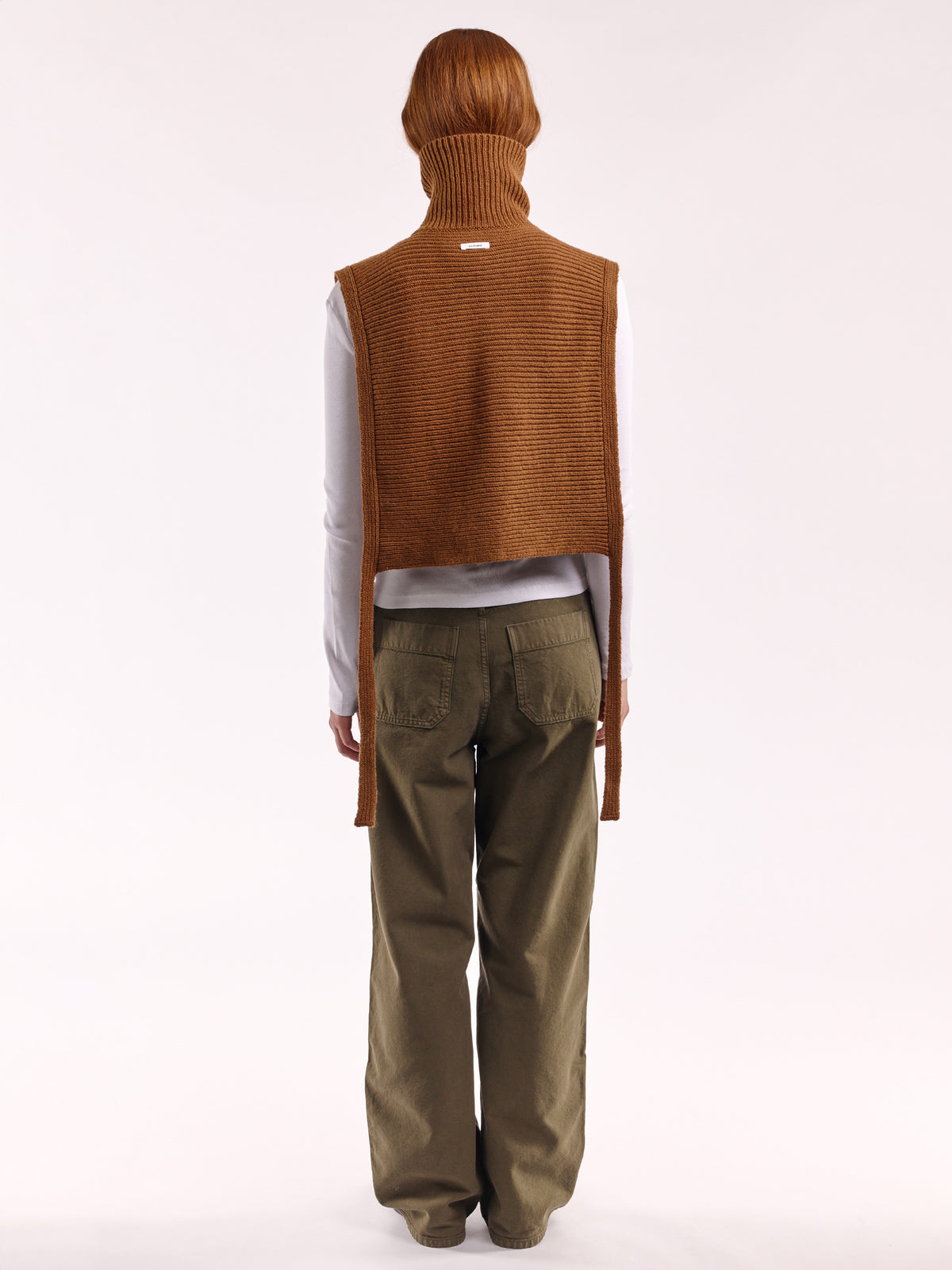 Soft Wool Tied High Neck Bib - Vintage Vicuna