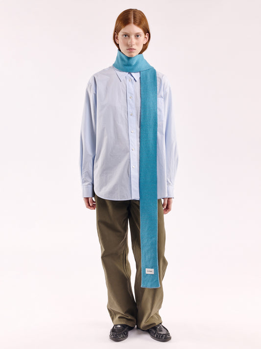 Striped Soft Wool Mini Scarf - Bright Blue/Dusk
