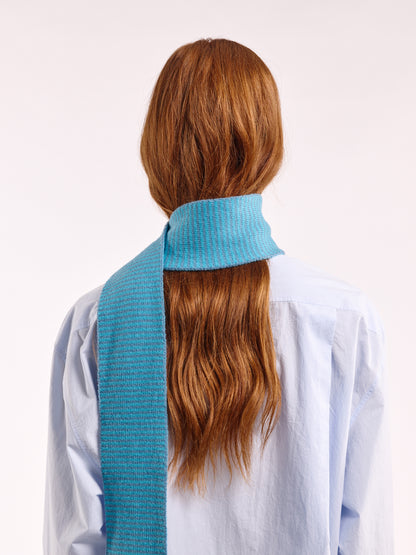 Striped Soft Wool Mini Scarf - Bright Blue/Dusk