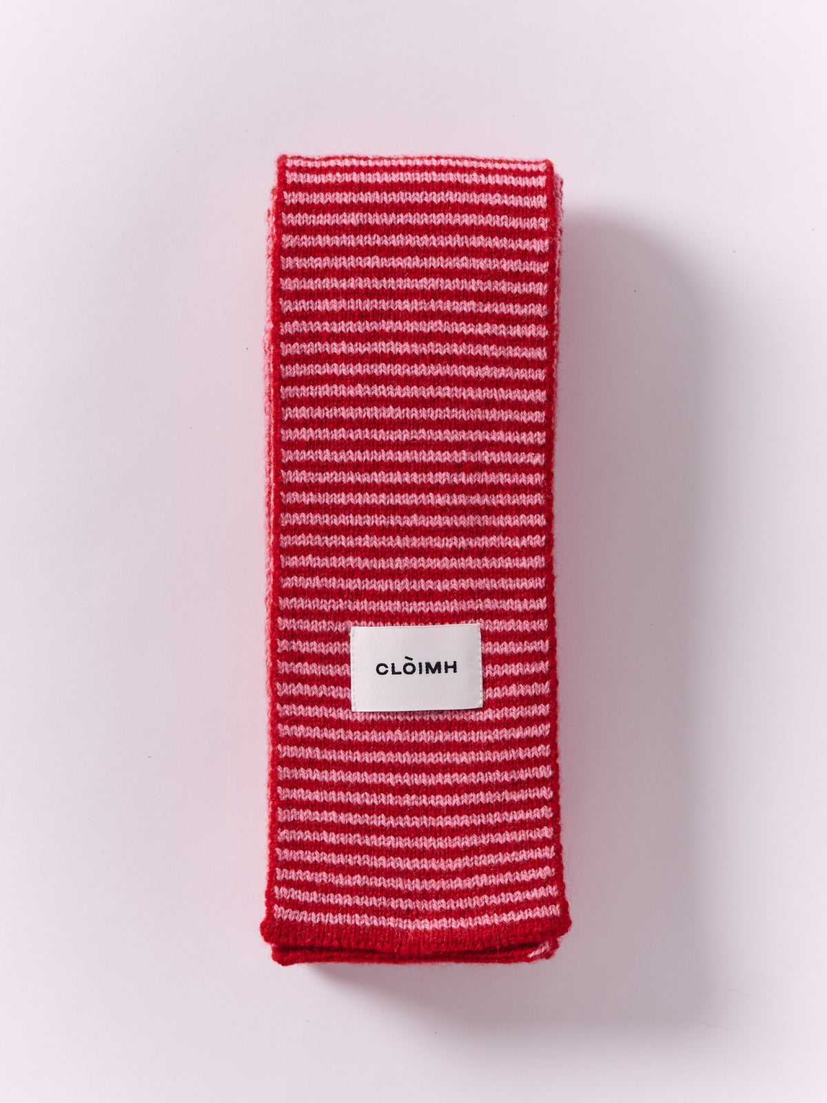 Striped Soft Wool Mini Scarf - Red/Rose