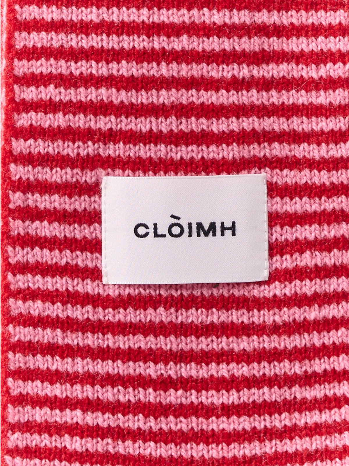 Striped Soft Wool Mini Scarf - Red/Rose