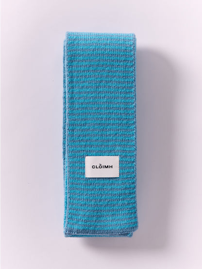 Striped Soft Wool Mini Scarf - Bright Blue/Dusk