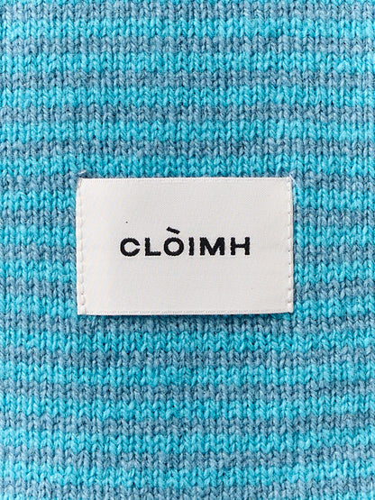 Striped Soft Wool Mini Scarf - Bright Blue/Dusk