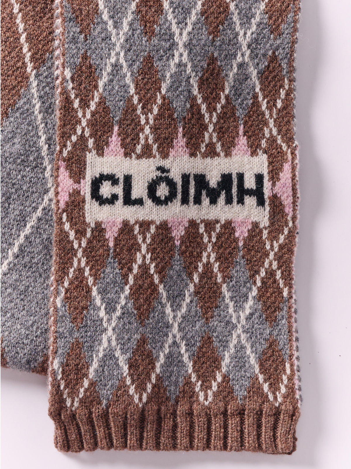 Wool Argyle Scarf - Brown/Multi