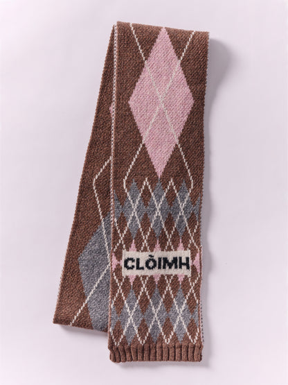 Wool Argyle Scarf - Brown/Multi